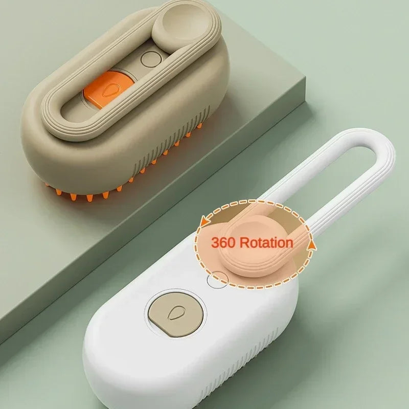 USB Rechargeable 3-In-1 Pet Grooming Brush with Steam Spray & Massage, Anti-Flying Hair Electric Bath Brush for Dog Cat Shedding
